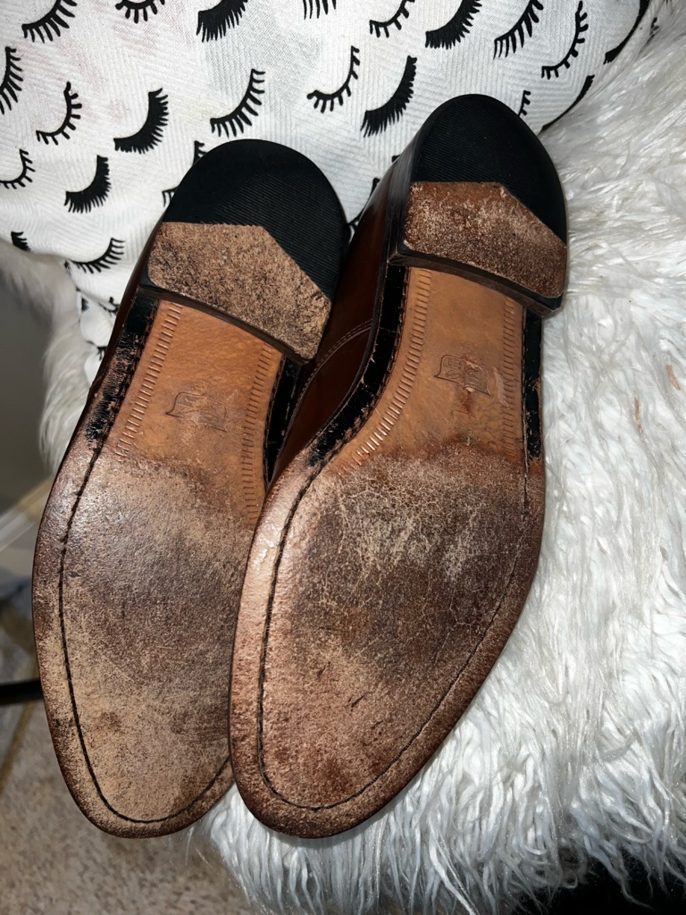 Bass Men's Brown Leather Oxfords with Black Toe Caps